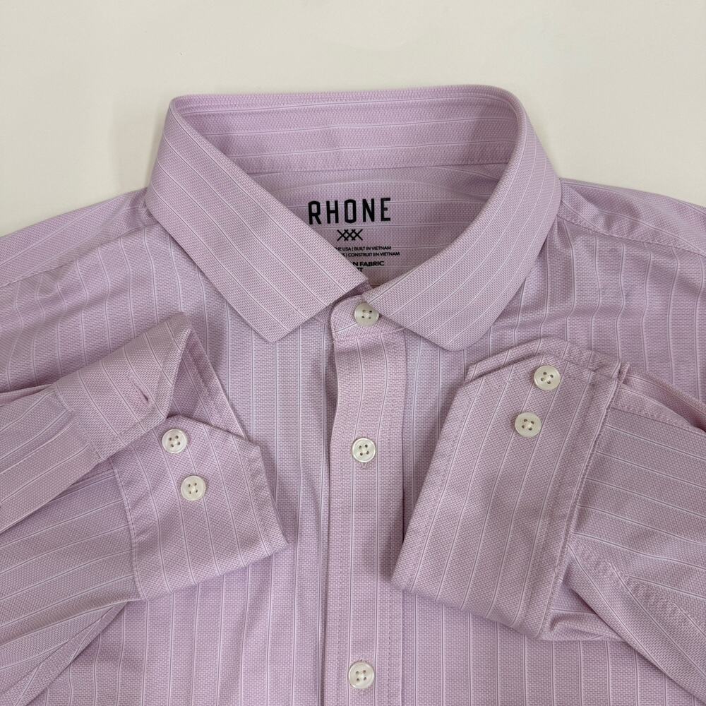 Rhone Commuter Shirt Mens XL Slim Fit Lilac Purple Striped Performance Stretch